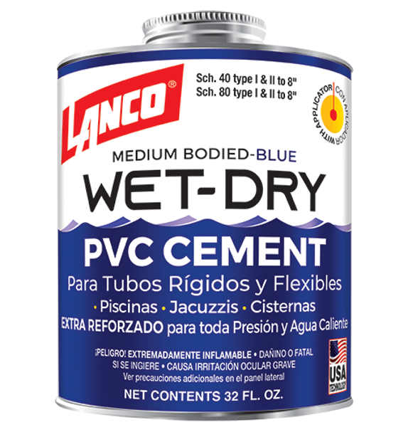 Lanco Wet-Dry Blue PVC Cement 32oz
