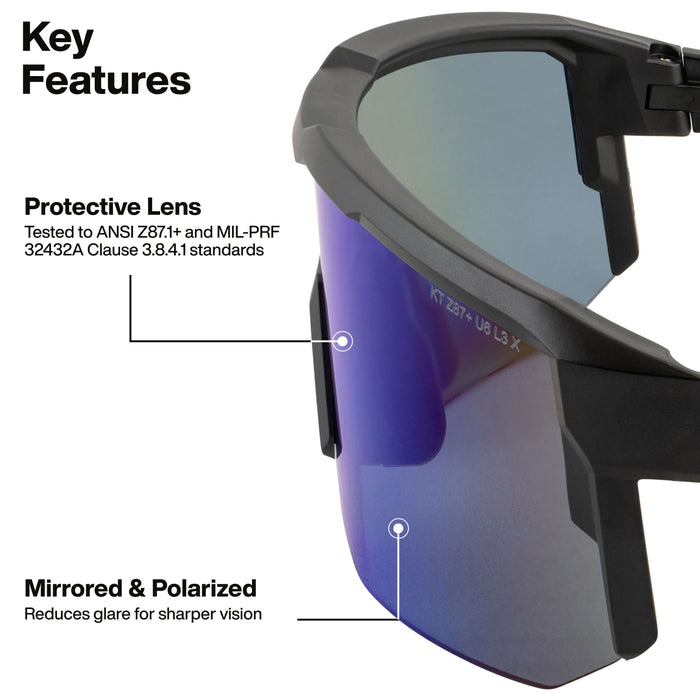 Polarized Blade Safety Glasses, Blue Lens