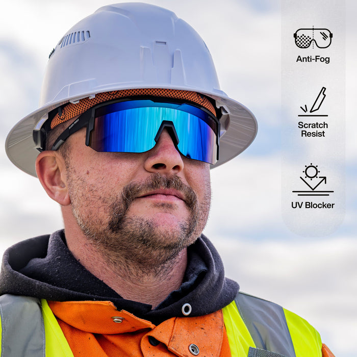 Polarized Blade Safety Glasses, Blue Lens