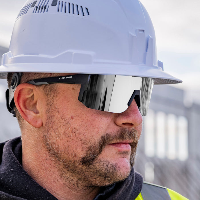 Polarized Blade Safety Glasses, Silver Lens