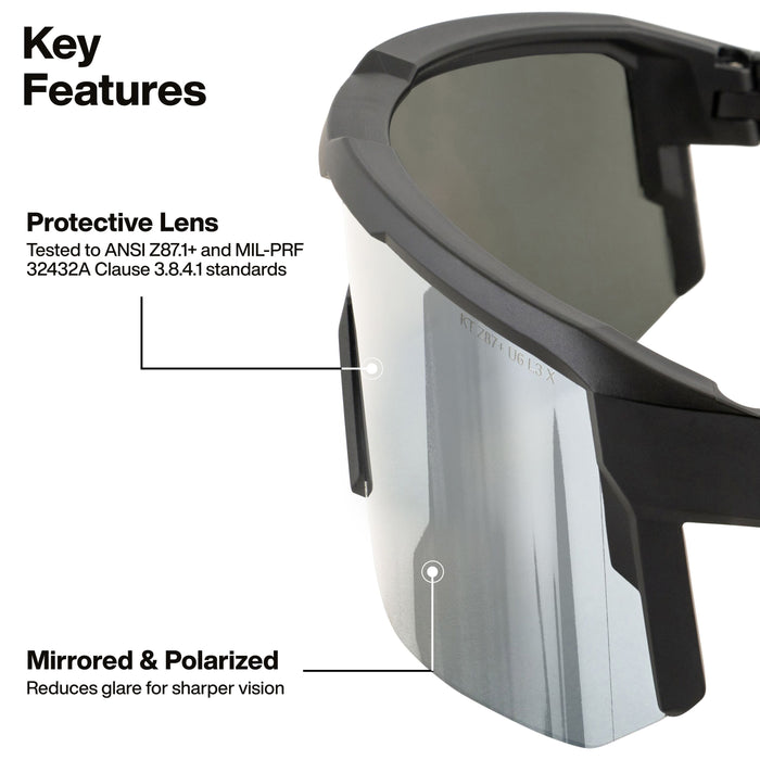 Polarized Blade Safety Glasses, Silver Lens