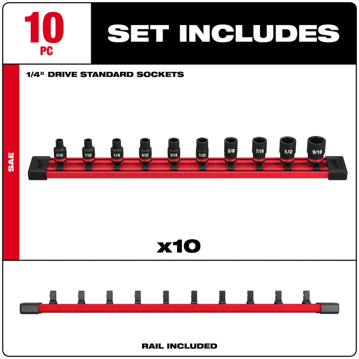 10PC SHOCKWAVE™ Impact Duty SAE Standard 6 Point Socket Set