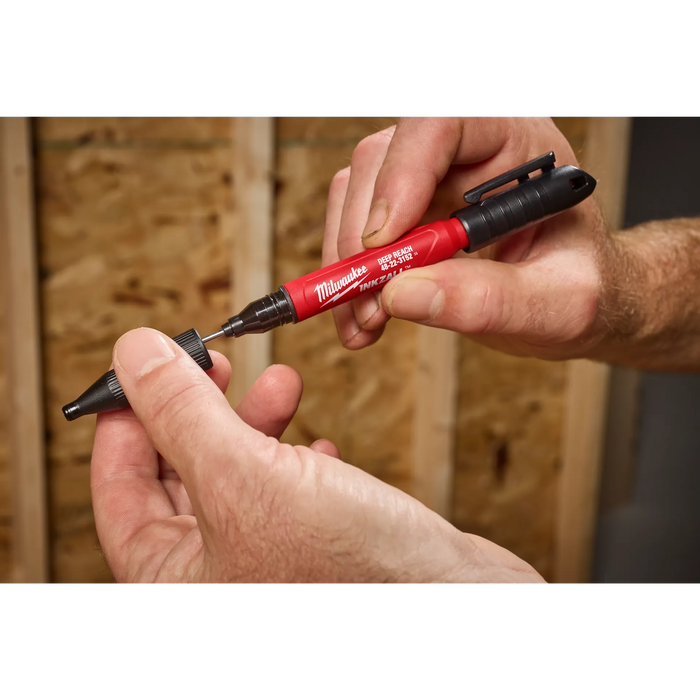 INKZALL™ 2IN1 Deep Reach Ultra Fine Point Black Jobsite Marker