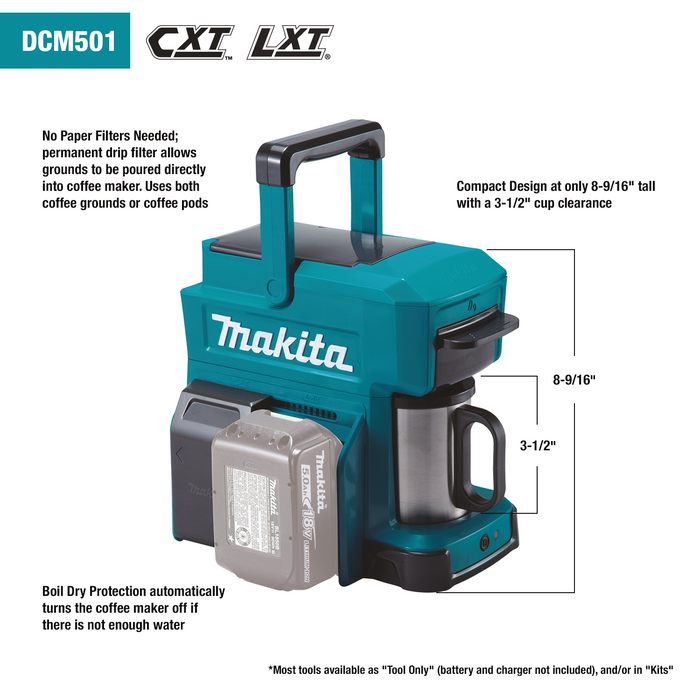 18V LXT® / 12V max CXT® Lithium‑Ion Cordless Coffee Maker, Tool Only