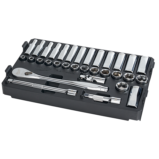 3/8 in. 32 Pc. Ratchet and Socket Set in PACKOUT™ - Metric Tray