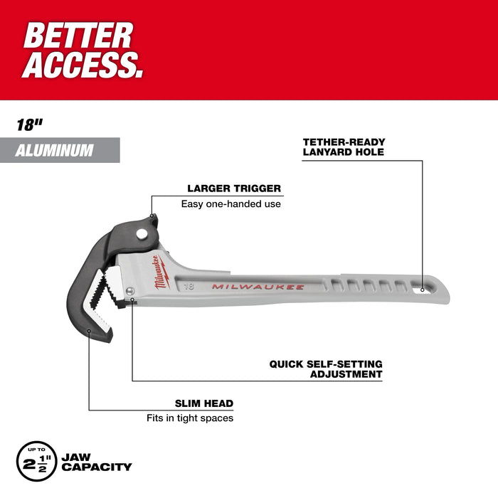 18" Aluminum Self-Adjusting Pipe Wrench