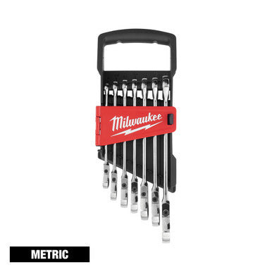 7pc Metric Flex Head Ratcheting Combination Wrench Set