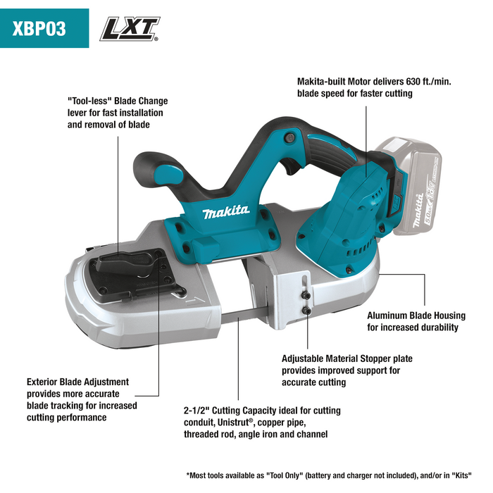 18V LXT® Lithium‑Ion Cordless Compact Band Saw, Tool Only