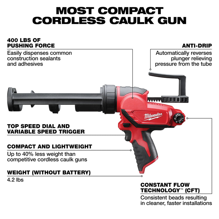 M12™ 10oz. Caulk and Adhesive Gun + M12™ REDLITHIUM™ HIGH OUTPUT™ CP2.5 Battery