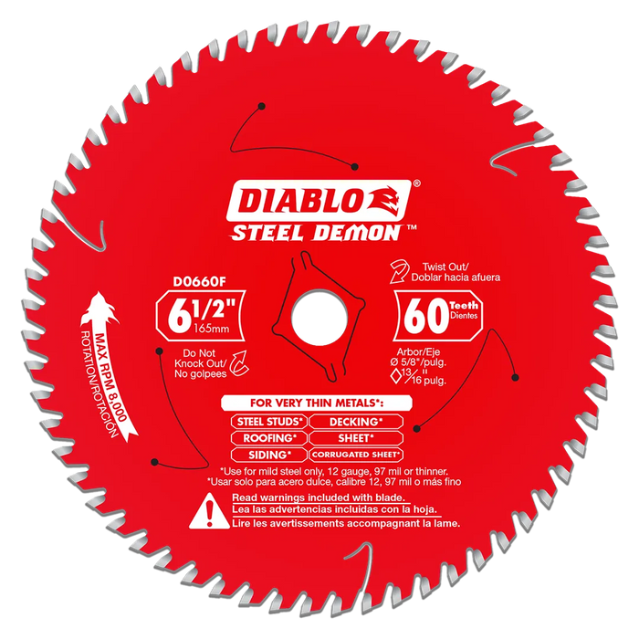 6-1/2" x 60-Tooth Steel Demon™ Saw Blade for Very Thin Mild Steels