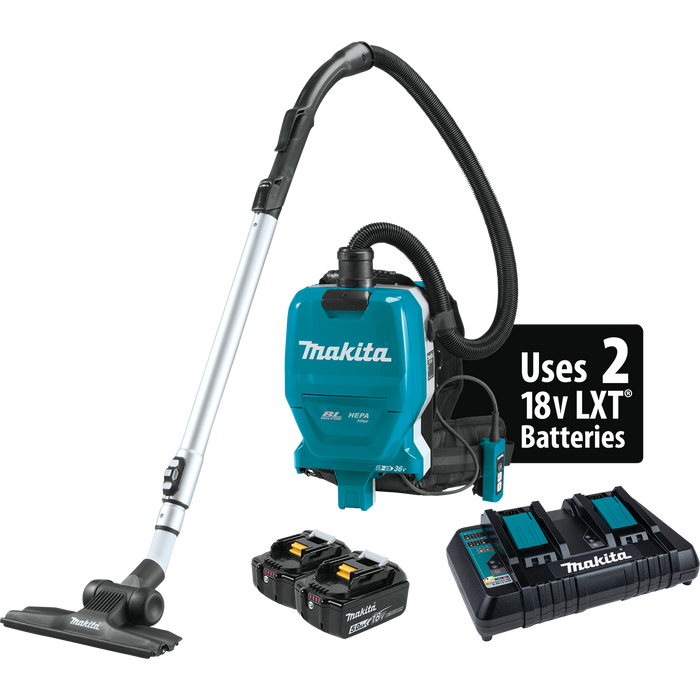 36V (18V X2) LXT® Brushless Cordless 2 Quart HEPA Filter Backpack Dry Vacuum Kit (5.0Ah)
