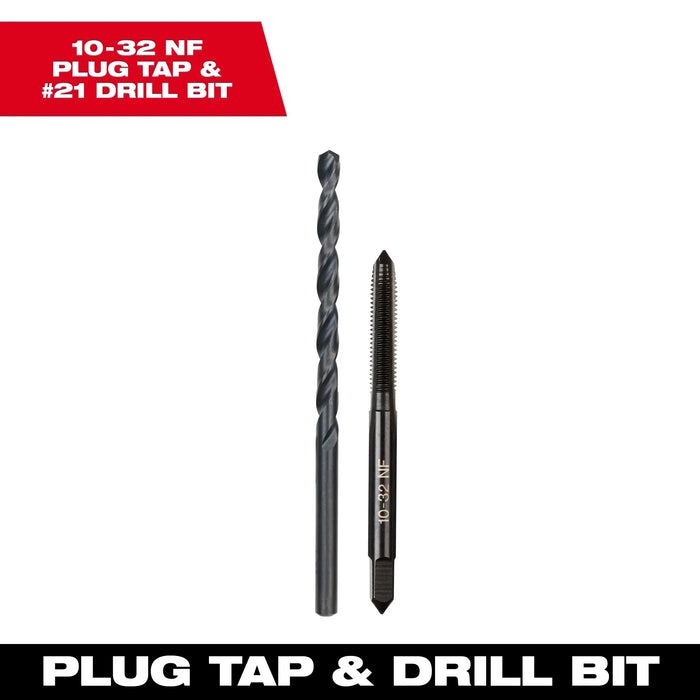 10-32 NF Straight Flute Plug Tap & #21 Drill Bit