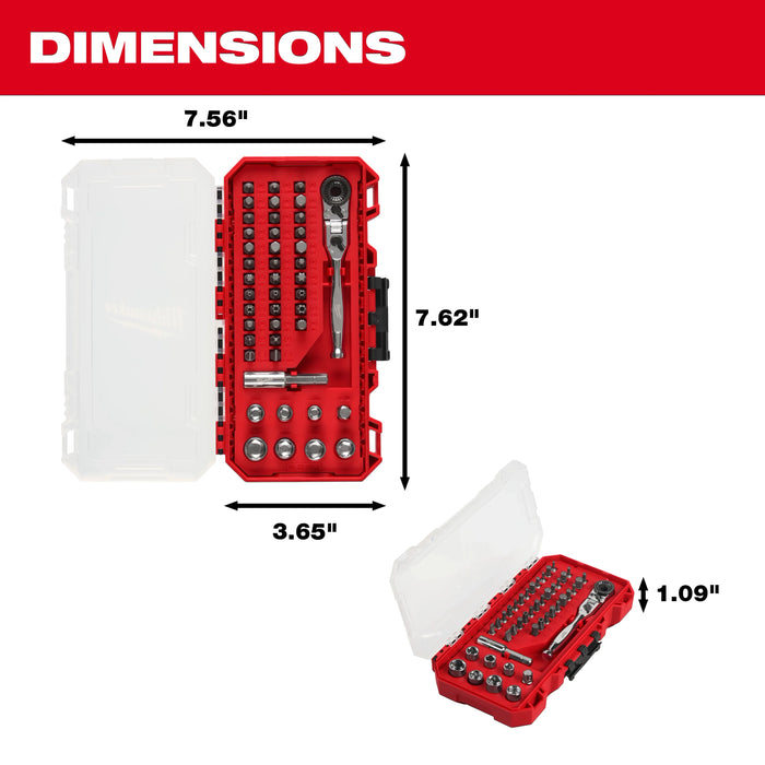 44pc. 1/4” Hex Drive Mini Flex Head Ratchet & Bit Set