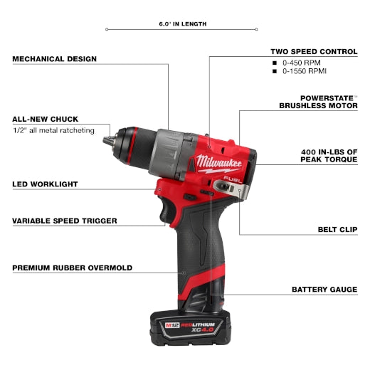 M12 FUEL 1/2" Hammer Drill/Driver Kit