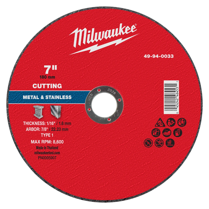 7" x 1/16" x 7/8" Metal Cut Off Wheel -Type 1