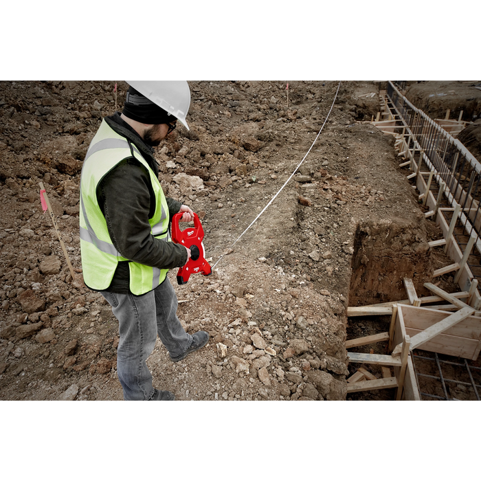 60m/200ft Fiberglass Open Reel Long Tape Measure