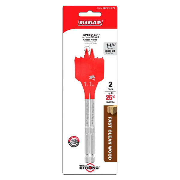 1-1/4" x 6" Spade Bits for Wood (2-pk)