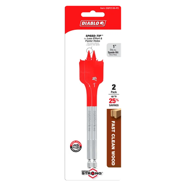 1" x 6" Spade Bits for Wood (2-pk)