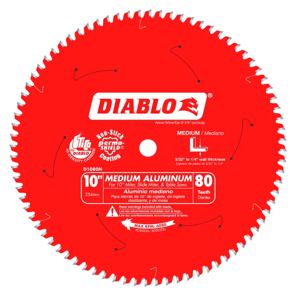 10" x 80-Teeth Saw Blade for Medium Aluminum