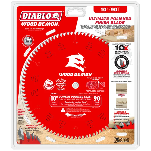 10" x 90-Teeth Ultimate Polished Finish Saw Blade for Wood