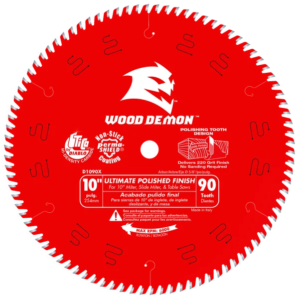 10" x 90-Teeth Ultimate Polished Finish Saw Blade for Wood