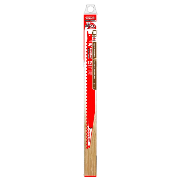 12" 3TPI Demo Demon™ Carbide Teeth Reciprocating Saw Blades for Pruning and Clean Wood (10-Pack)