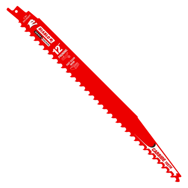 12" 3TPI Demo Demon™ Carbide Teeth Reciprocating Saw Blades for Pruning and Clean Wood (10-Pack)