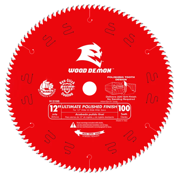 12" x 100-Teeth Ultimate Polished Finish Saw Blade for Wood