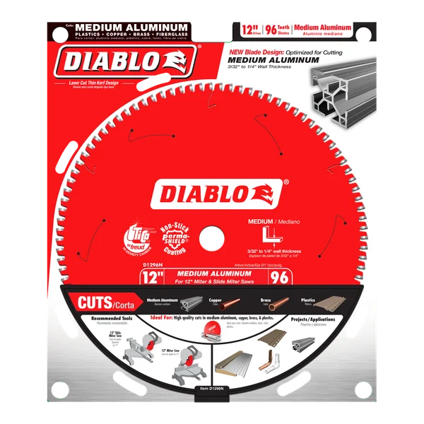 12" x 96-Teeth Saw Blade for Medium Aluminum