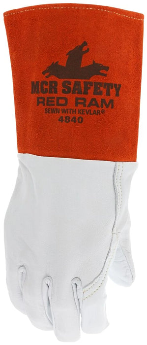 MCR Safety Red Ram® - Leather Welding Work Gloves - Premium Grain Goatskin Leather - 5-Inch Split Cowhide Leather Cuff - Sewn with Kevlar®