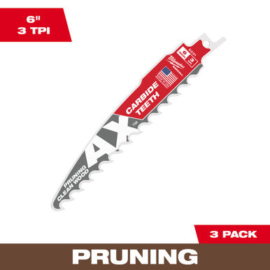 6" 3 TPI The AX™ with Carbide Teeth for Pruning & Clean Wood SAWZALL® Blade 3PK