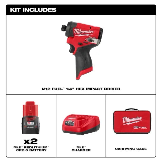 M12 FUEL™ 1/4" Hex Impact Driver Kit