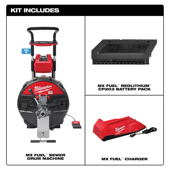 MX FUEL™ Sewer Drum Machine for 5/8“ - ¾“ Cable Kit