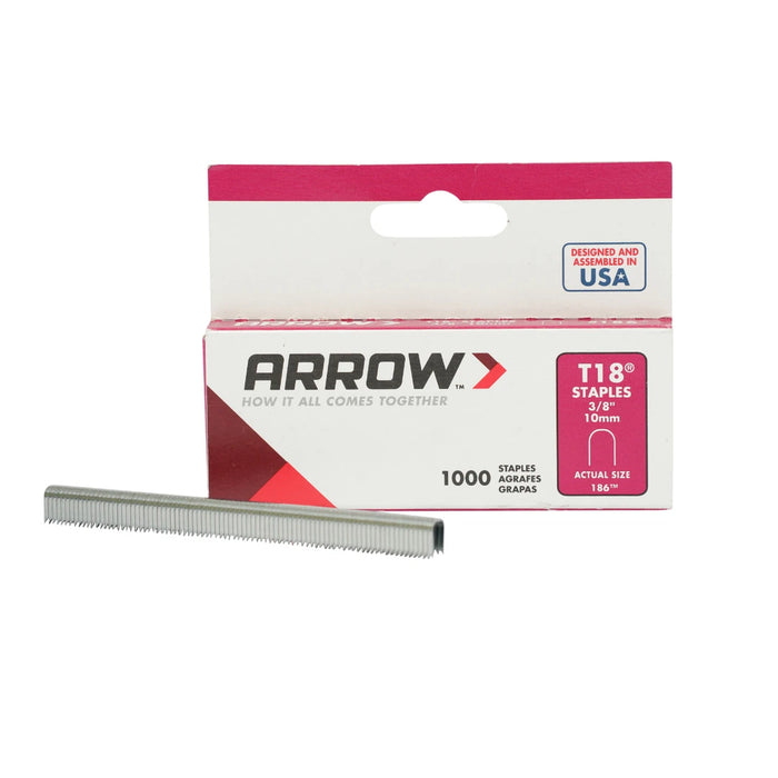 Arrow T18 Heavy Duty Wire Staples, 3/8" x 3/16", 1000ct