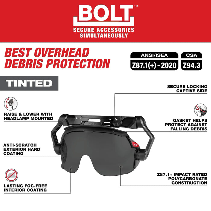 BOLT™ Gasketed Eye Visor - Dual Coat Lens (Compatible with Milwaukee® BOLT™ Safety Helmets & BOLT™ Hard Hats)