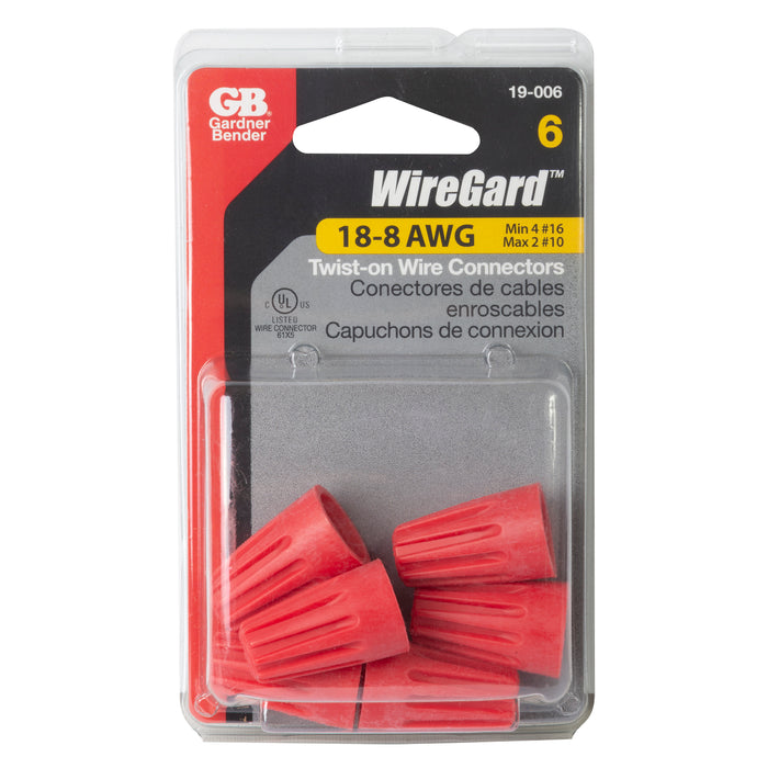 WireGard High Performance Twist-on Wire Connector, Red #18-#10 AWG  6/Card