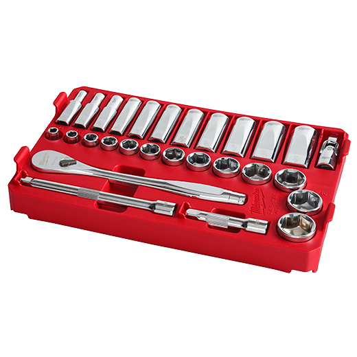 3/8 in. 28 Pc. Ratchet and Socket Set in PACKOUT™ - SAE Tray