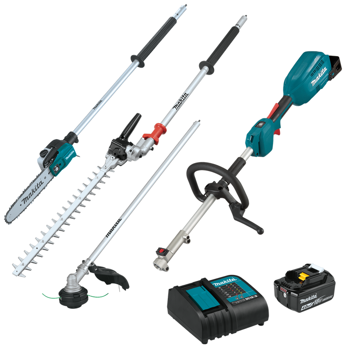 18V LXT® Lithium-Ion Brushless Cordless Couple Shaft Power Head Kit w/ 13" String Trimmer, 10" Pole Saw & 20" Articulating Hedge Trimmer Attachments (4.0Ah)