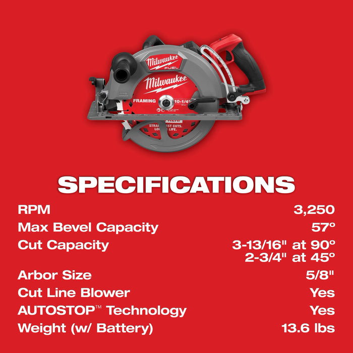 M18 FUEL™ 10-1/4" Rear Handle Circular Saw Kit