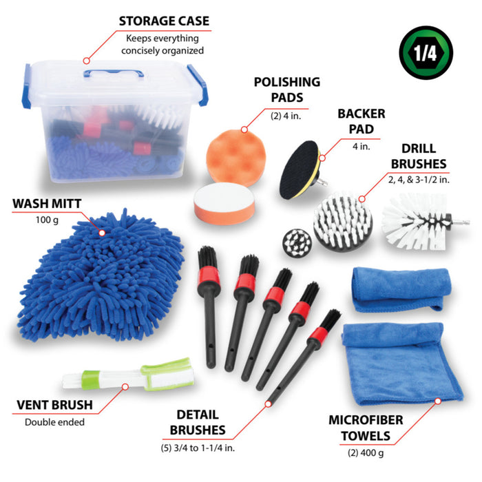 16 pc. Power Brush Detailing Kit