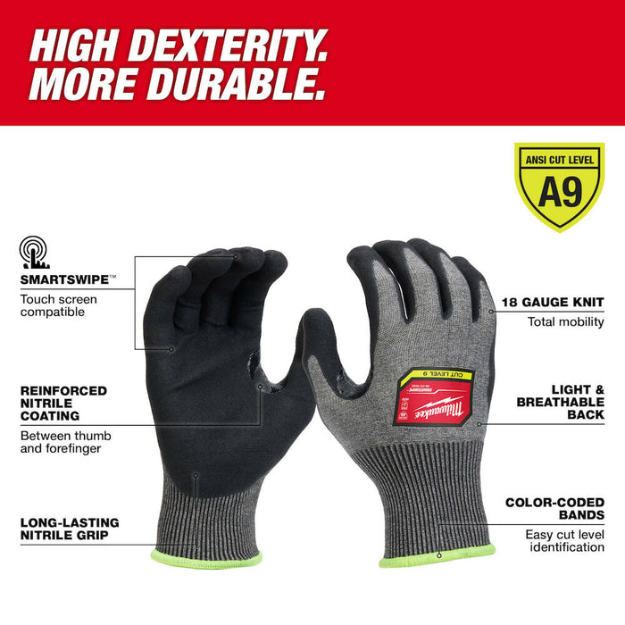 Large High Dexterity Cut 9 Resistant Polyurethane Dipped Outdoor & Work Gloves