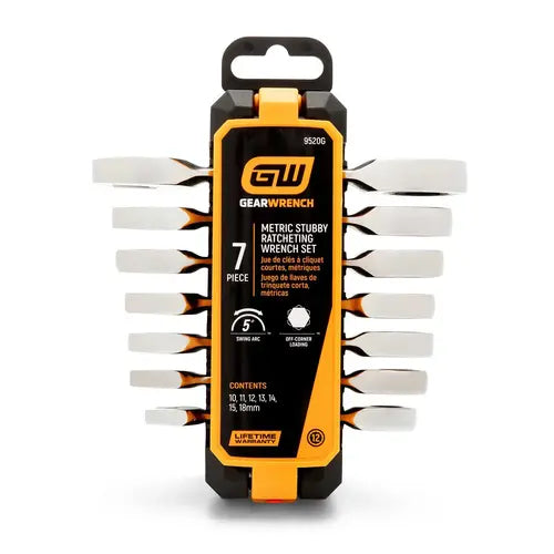 GearWrench 7-Piece Metric Stubby Ratcheting Wrench Set