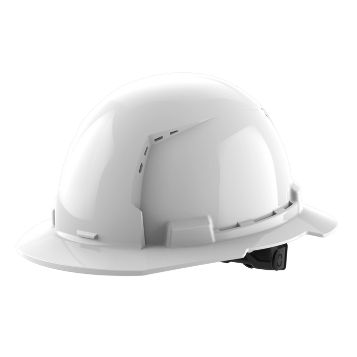 BOLT™ White Full Brim Vented Hard Hat w/6pt Ratcheting Suspension (USA) - Type 1, Class C