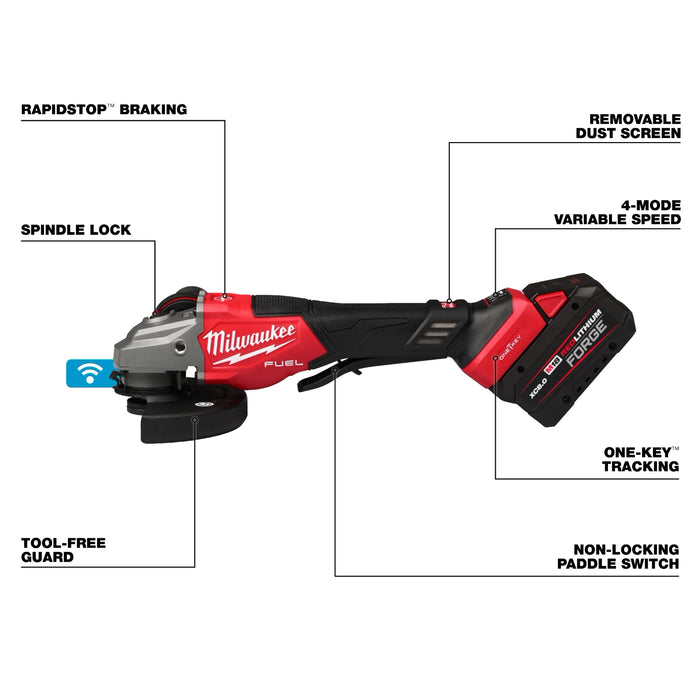 M18 FUEL 4-1/2"-6" Variable Speed Braking Grinder, Paddle Switch w/ ONE-KEY Kit