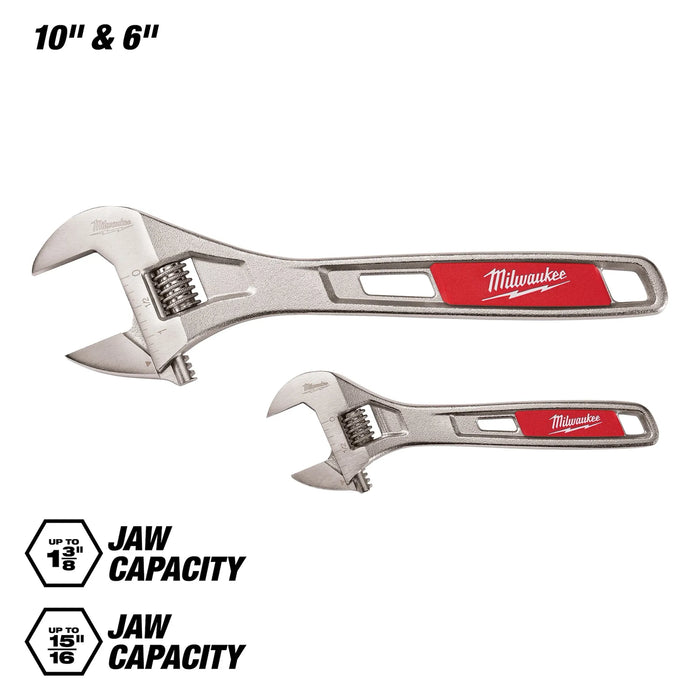 2 Pc. 6" & 10" Adjustable Wrench Set