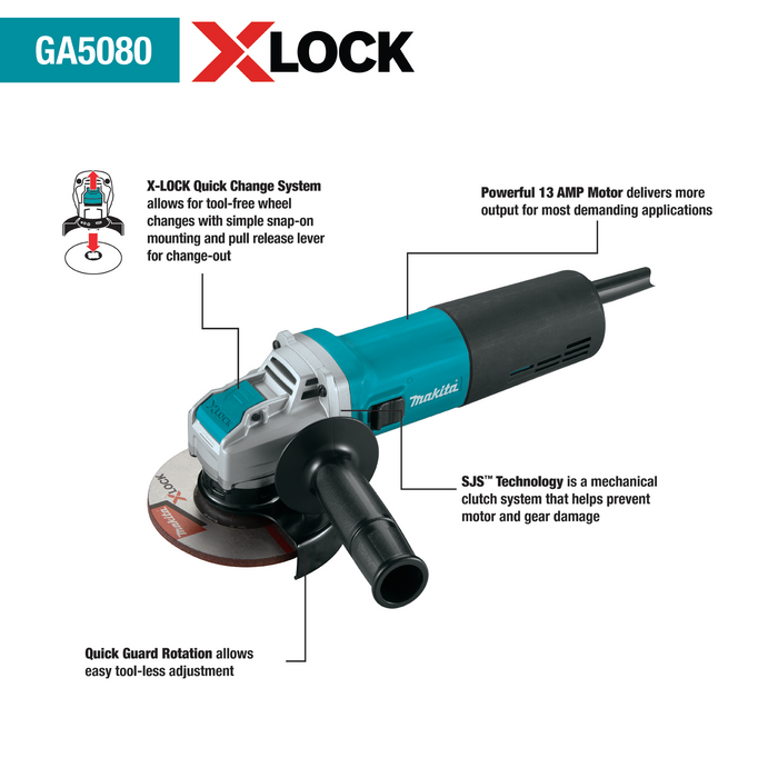 5" X‑LOCK High‑Power Angle Grinder, with SJS™