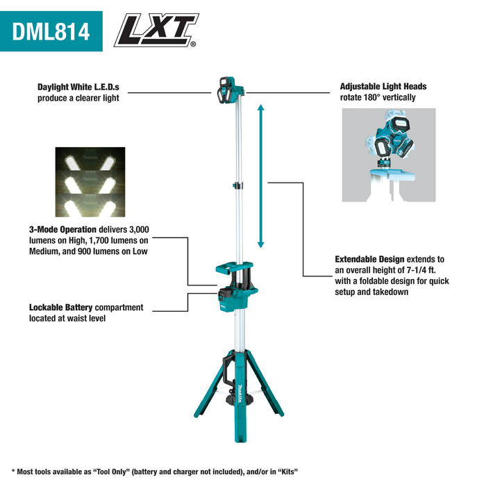 18V LXT® Lithium‑Ion Cordless Tower Work/Multi‑Directional Light, Light Only