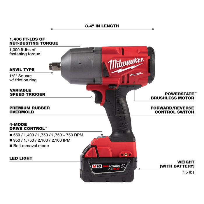 M18™ FUEL High Torque 1/2" Impact W/ Grease Gun Kit ****promo****