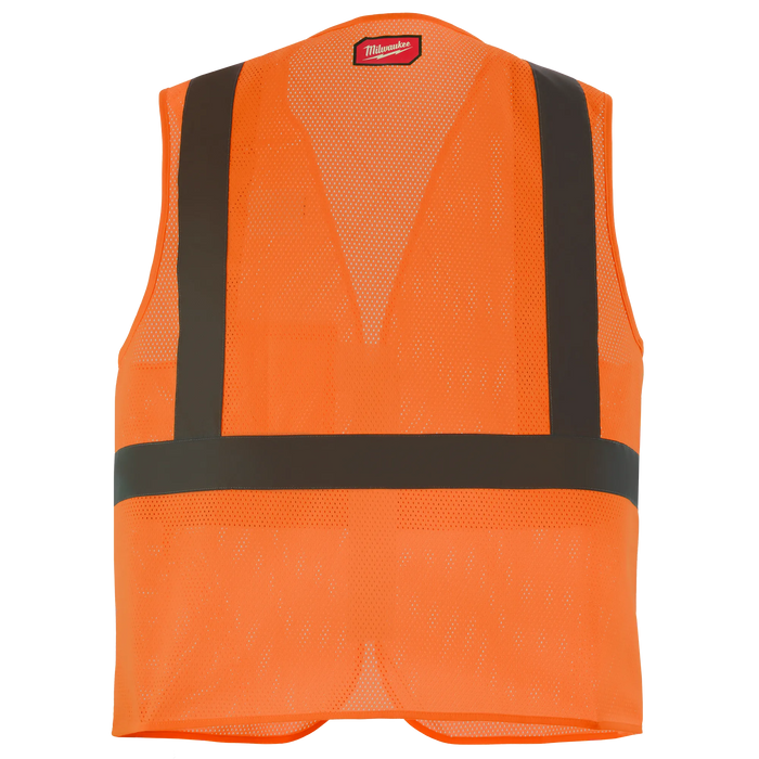 Class 2 High Visibility Orange Mesh One Pocket Safety Vest - L/XL