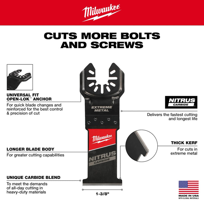 NITRUS CARBIDE™ Extreme Metal Universal Fit OPEN-LOK™ Multi-Tool Blade 1PK